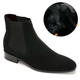 7CM / 2.76 Inches - CMR CHAMARIPA  Men's Elevator Shoes Tall Men Shoes Black Suede Boots