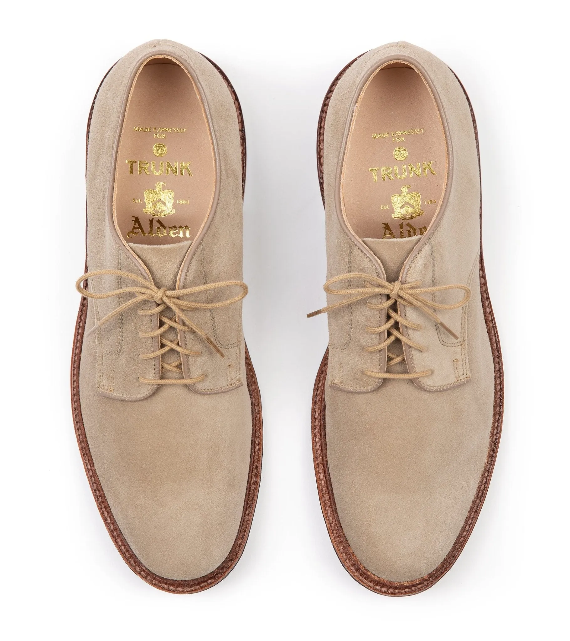 Alden Unlined Suede Plain Toe Blucher Shoe: Milkshake 29333F