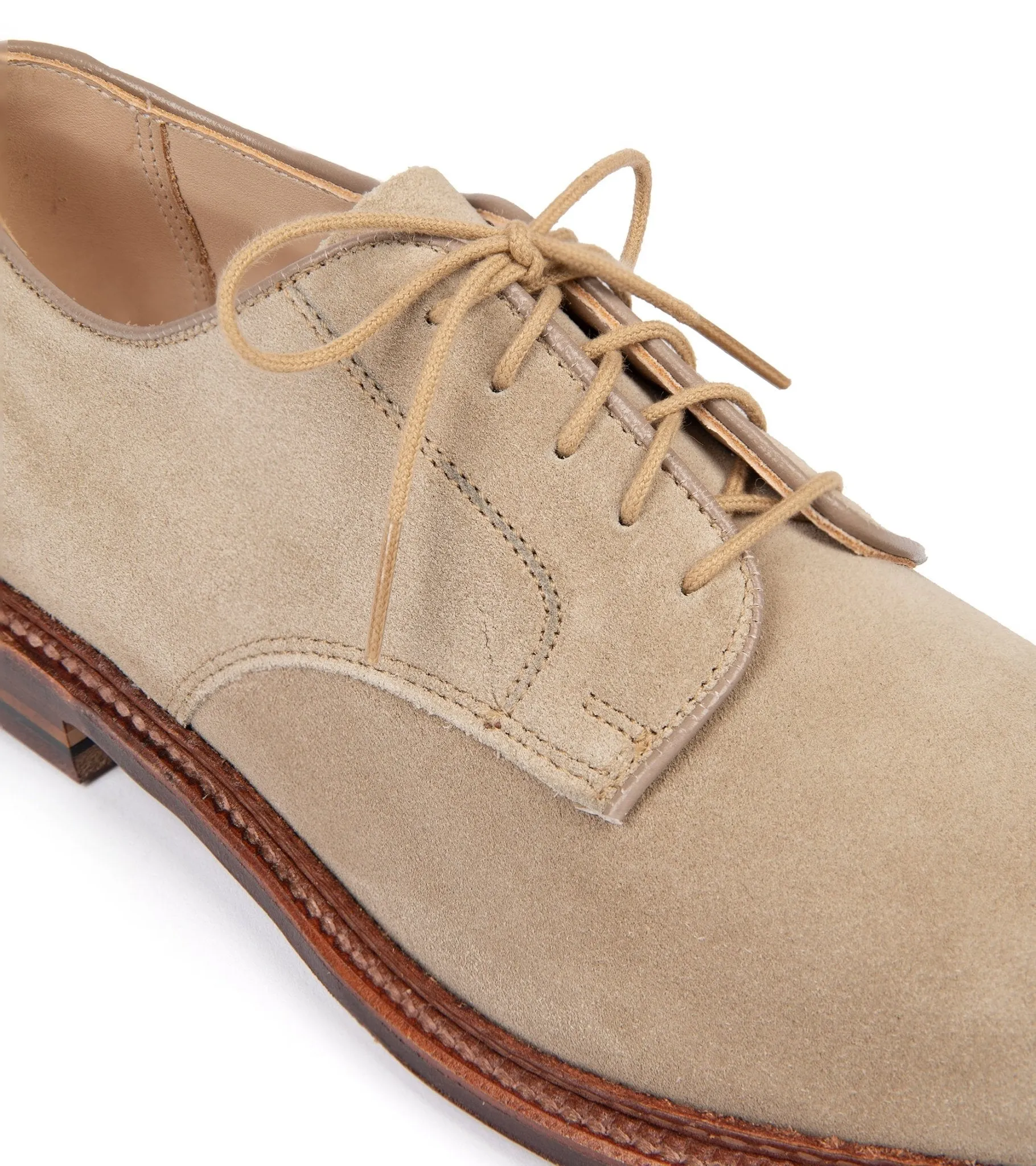 Alden Unlined Suede Plain Toe Blucher Shoe: Milkshake 29333F