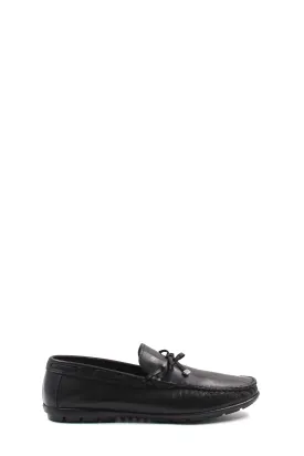 Black Leather Driving Loafers-Wessi