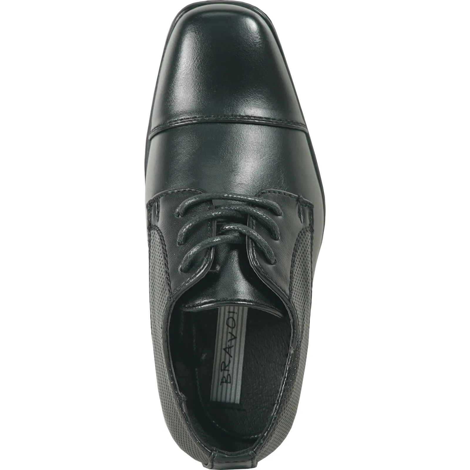 BRAVO Boy Dress Shoe KING-6KID Oxford Shoe School Uniform Black