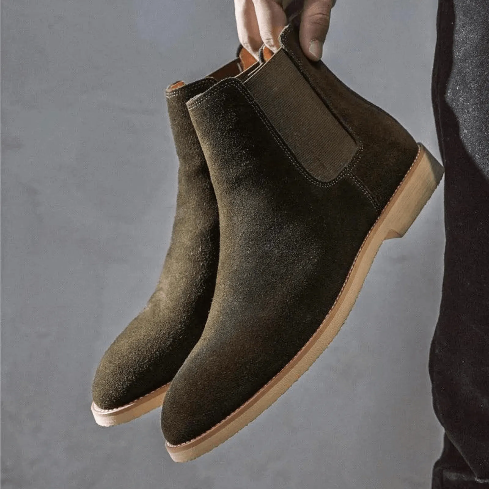 British Style Genuine Men's Suede Chelsea Boots Men's Business Dress Shoes Fashion Warm Winter Men Riding Boots