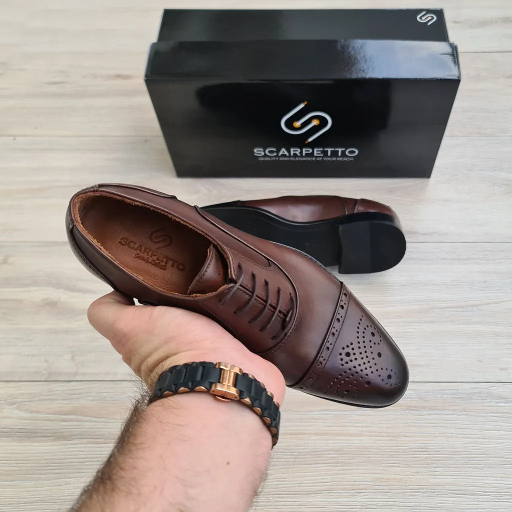 Brown Men's Leather Derby Shoes