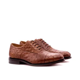 Brown Ostrich Oxford Shoes