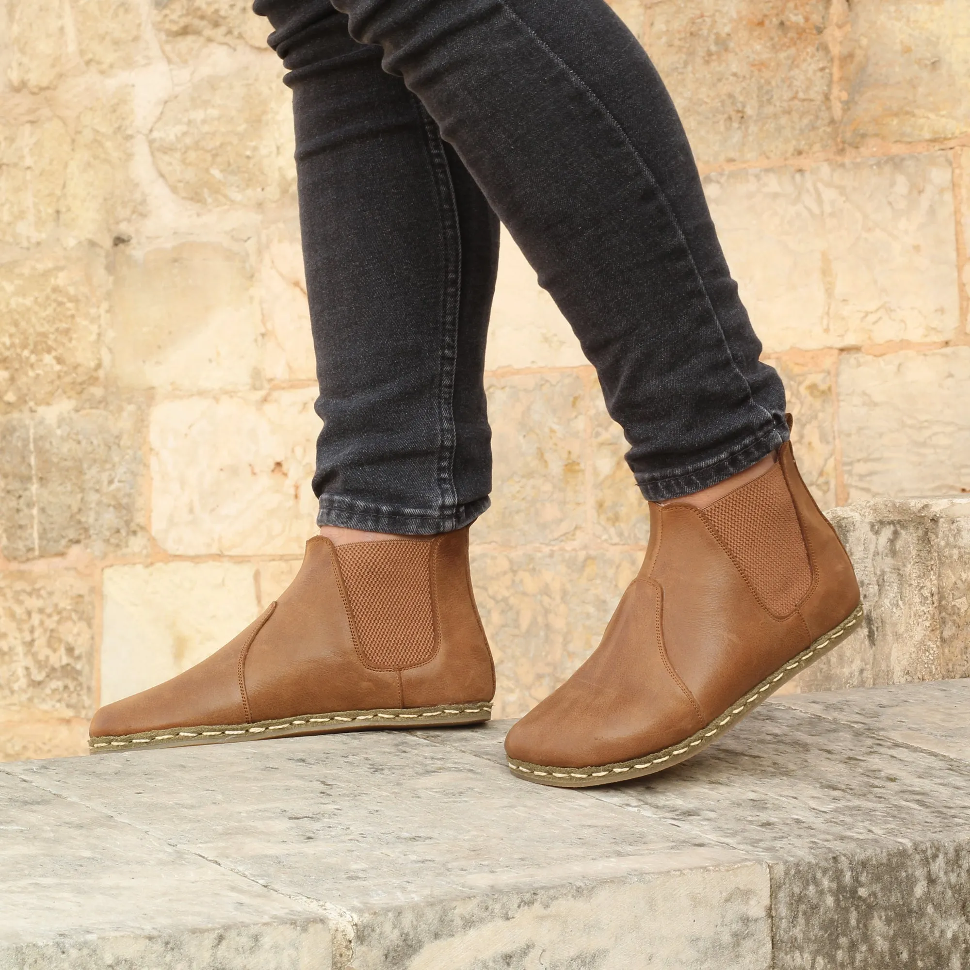 Chelsea Barefoot Boots Matte Brown Handmade Men's