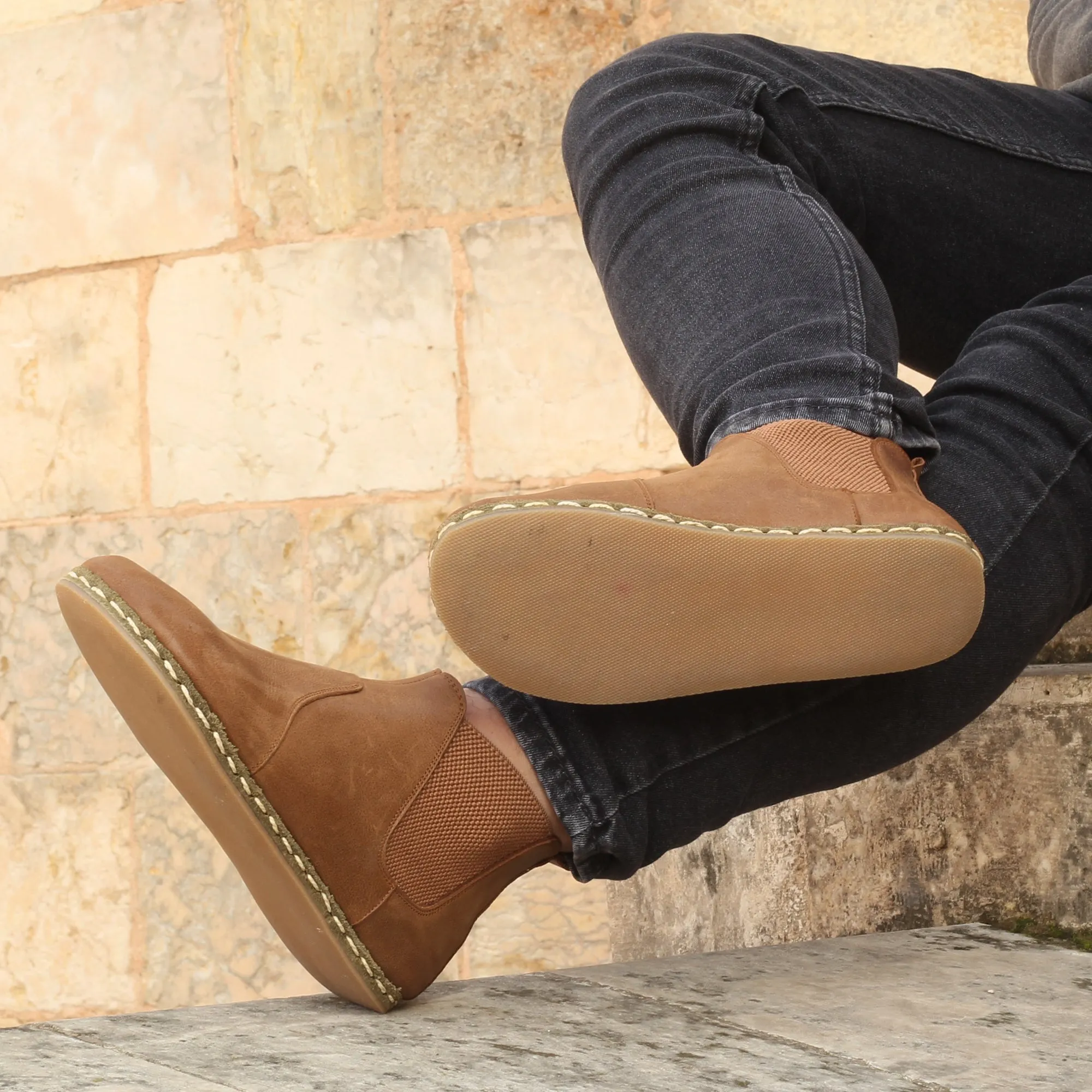 Chelsea Barefoot Boots Matte Brown Handmade Men's