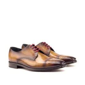 DapperFam Vero in Cognac / Brown Men's Hand-Painted Patina Derby