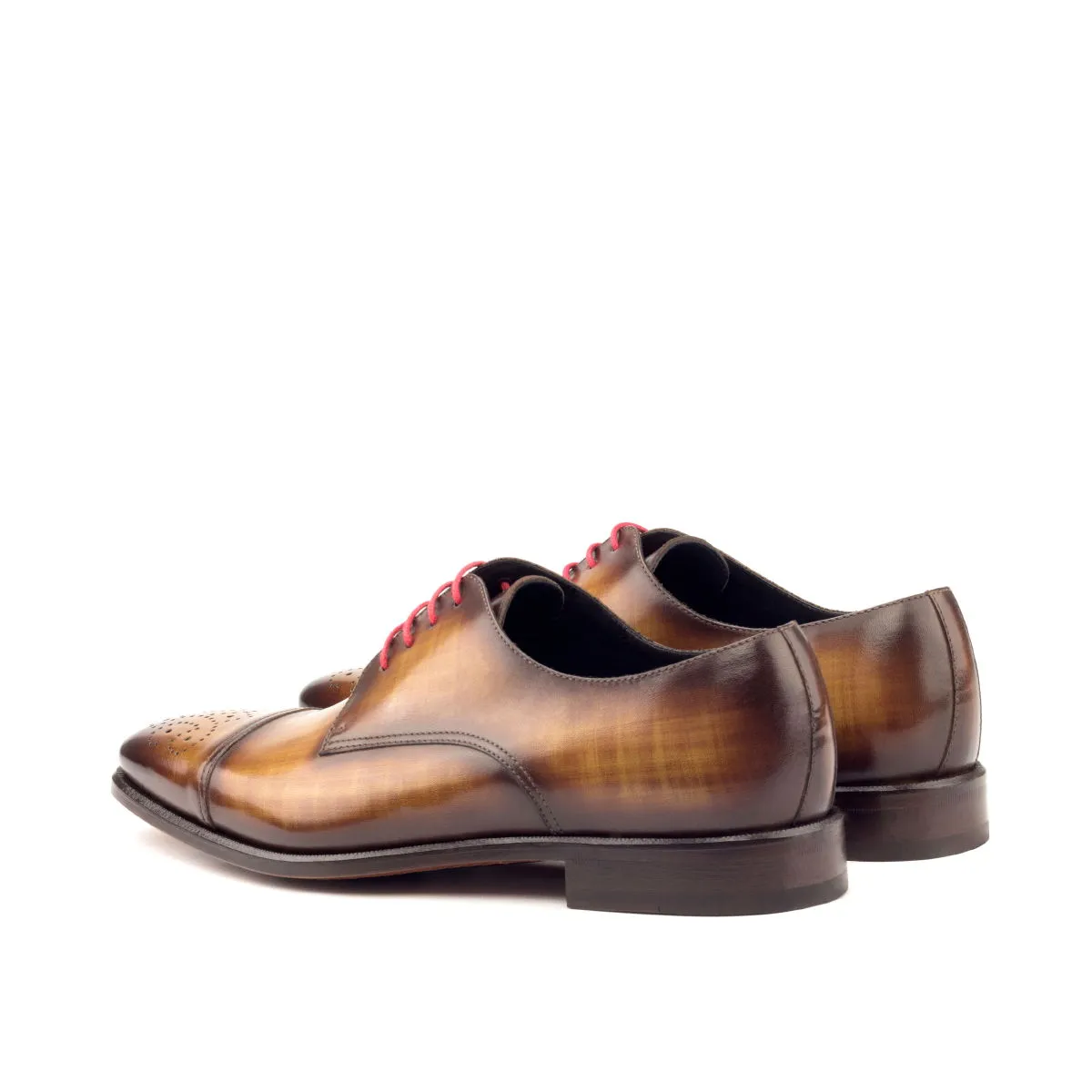 DapperFam Vero in Cognac / Brown Men's Hand-Painted Patina Derby