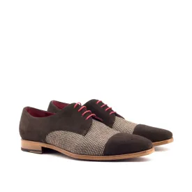 DapperFam Vero in Tweed / Green / Dark Brown Men's Sartorial & Flannel & Lux Suede Derby