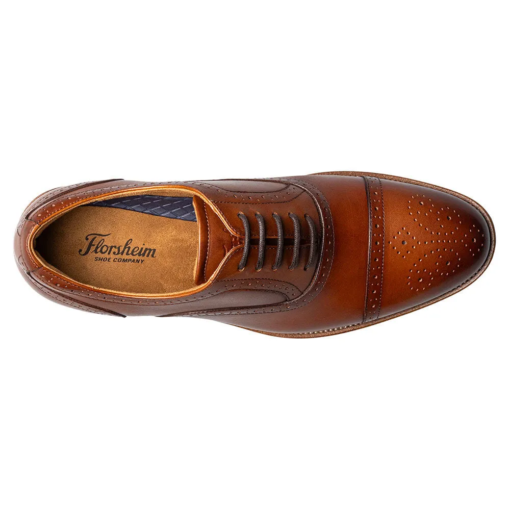 Florsheim Rucci Cap Toe Balmoral Cognac Laced Oxford Shoes