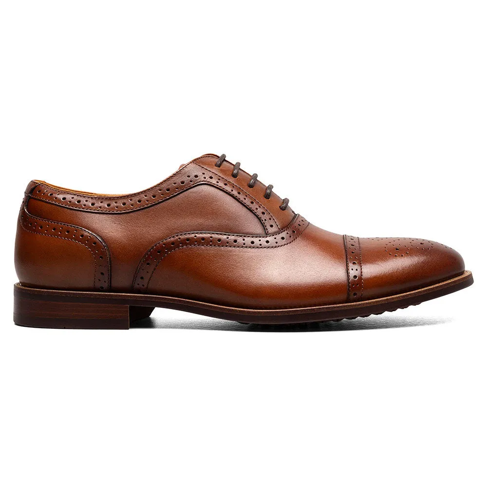 Florsheim Rucci Cap Toe Balmoral Cognac Laced Oxford Shoes