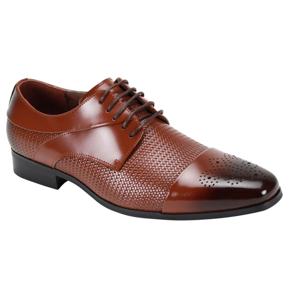 Giorgio Venturi 6880 Leather Cap Toe Lace Up Brogue Dress Shoes