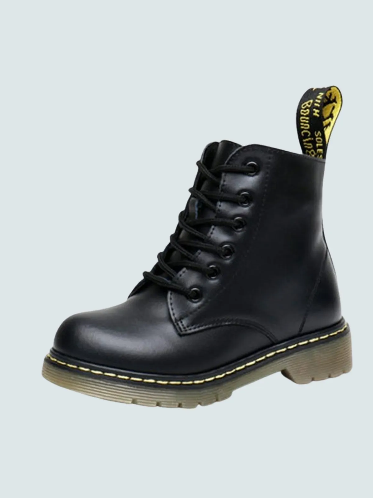 Girls Black Leather Dr. Martens Inspired Combat Boots By Liv and Mia