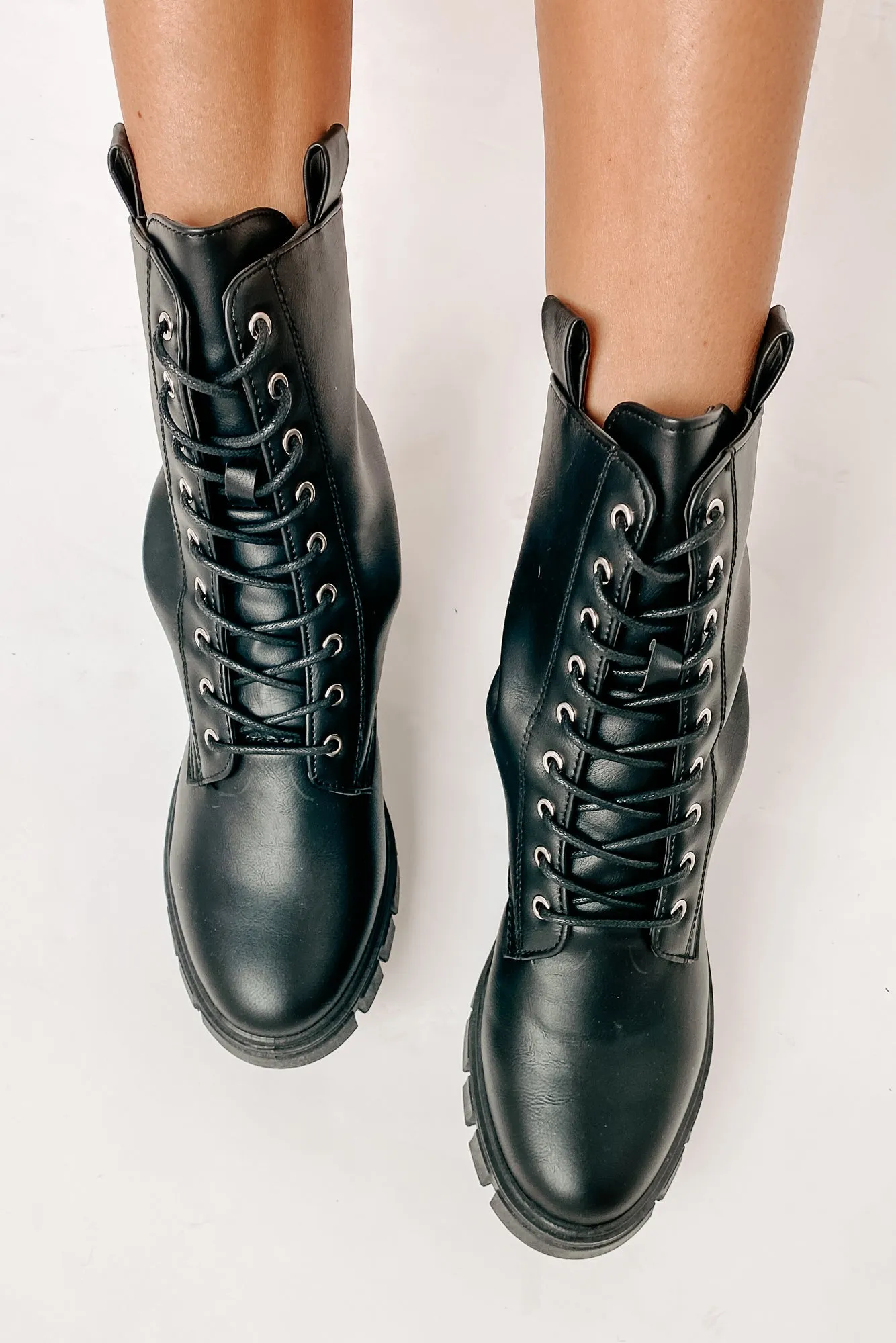 IMPERFECT Adios Amigo Faux Leather Chunky Combat Boots (Black)