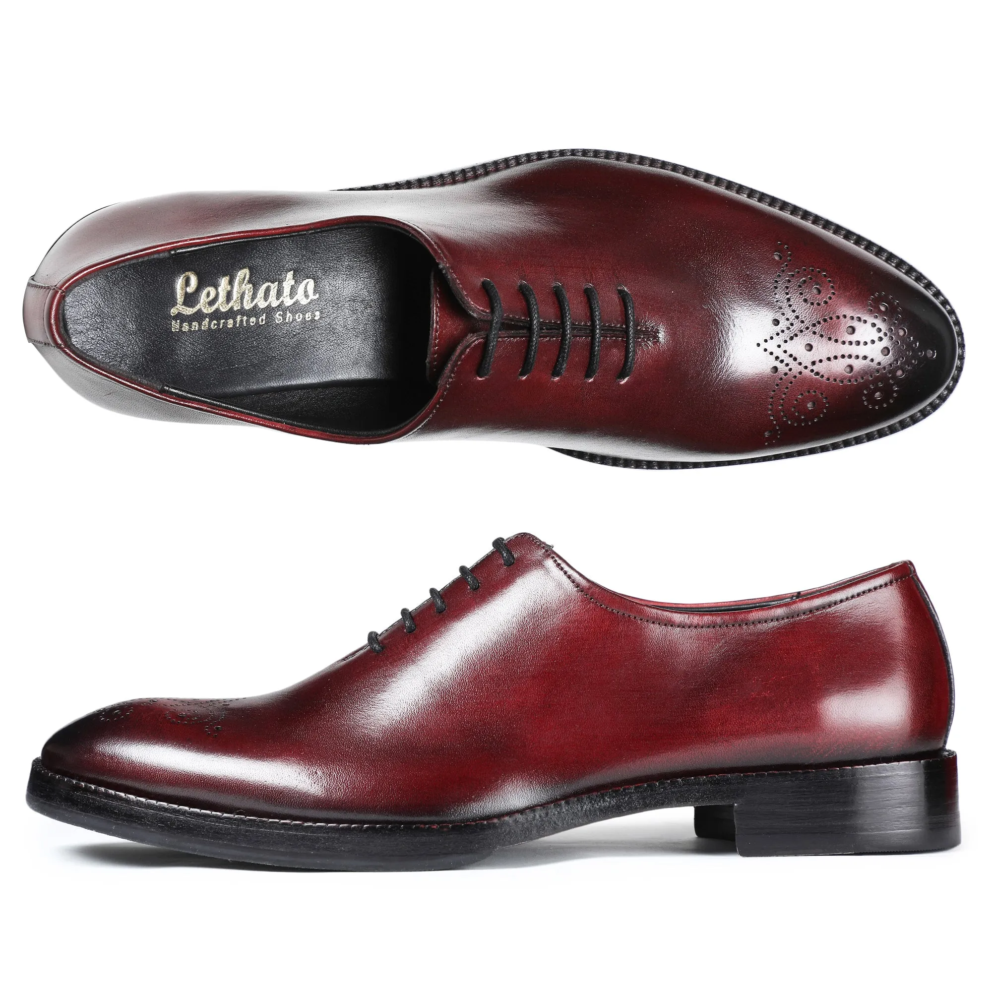 Medallion Toe Oxford- Wine Red