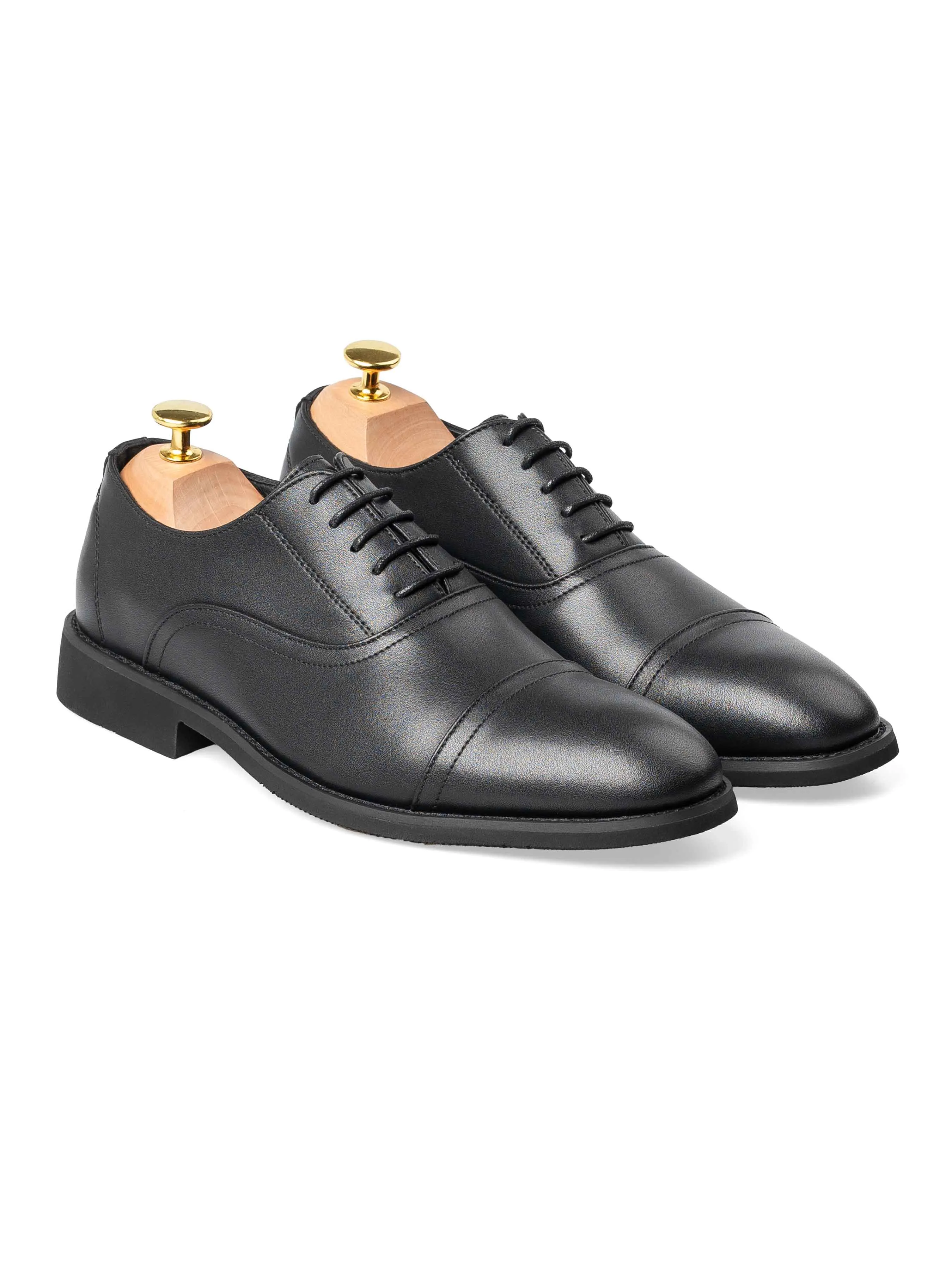 Oxford Cap Toe - Black Lace Up (Flexi-Sole)