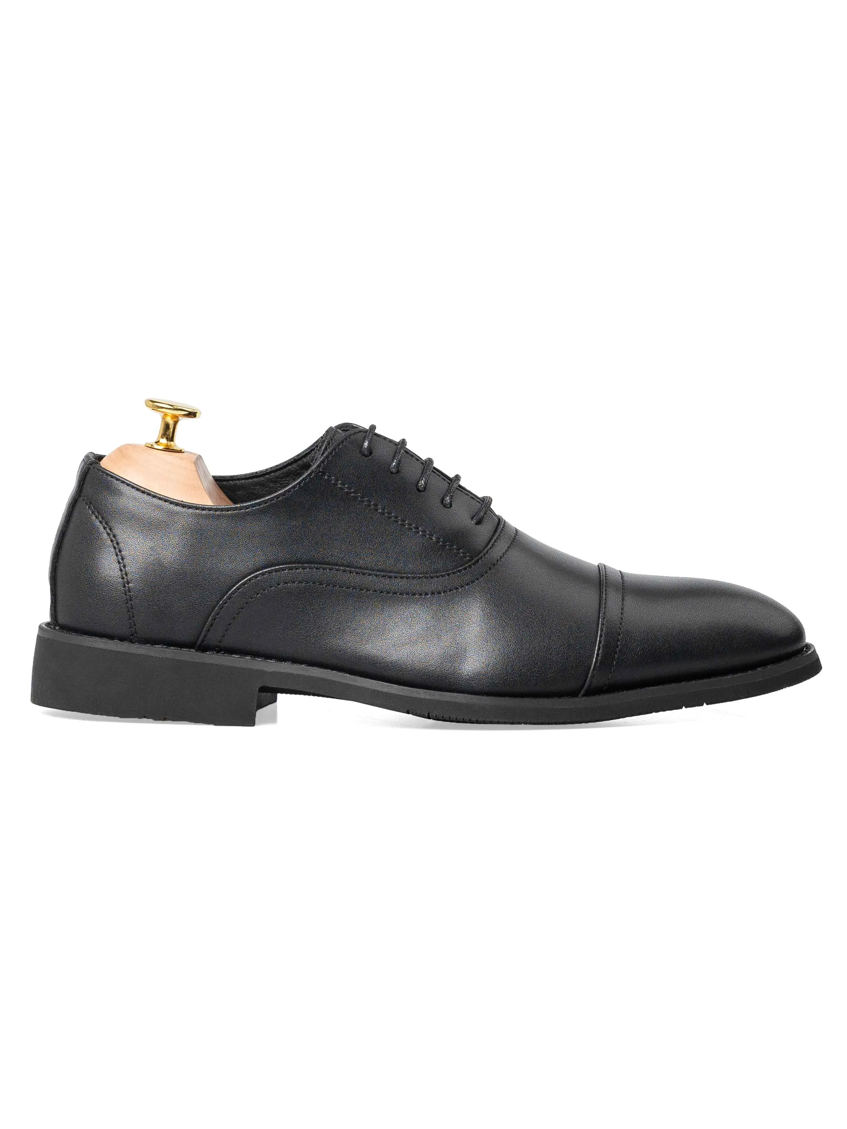 Oxford Cap Toe - Black Lace Up (Flexi-Sole)