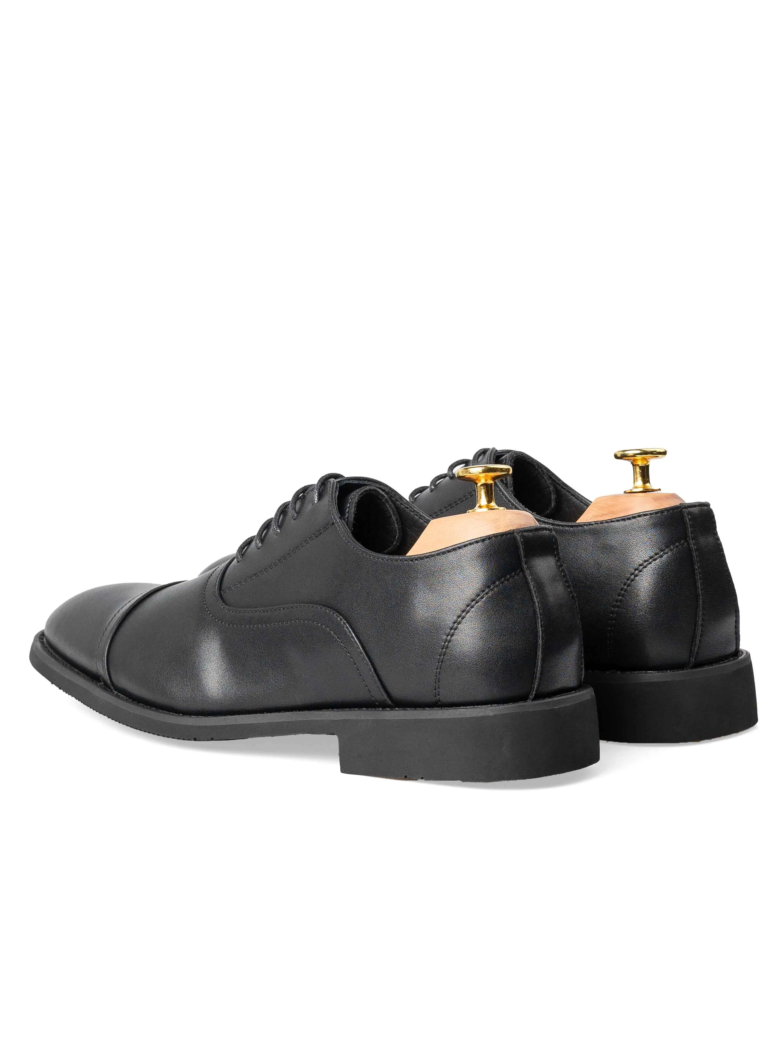 Oxford Cap Toe - Black Lace Up (Flexi-Sole)