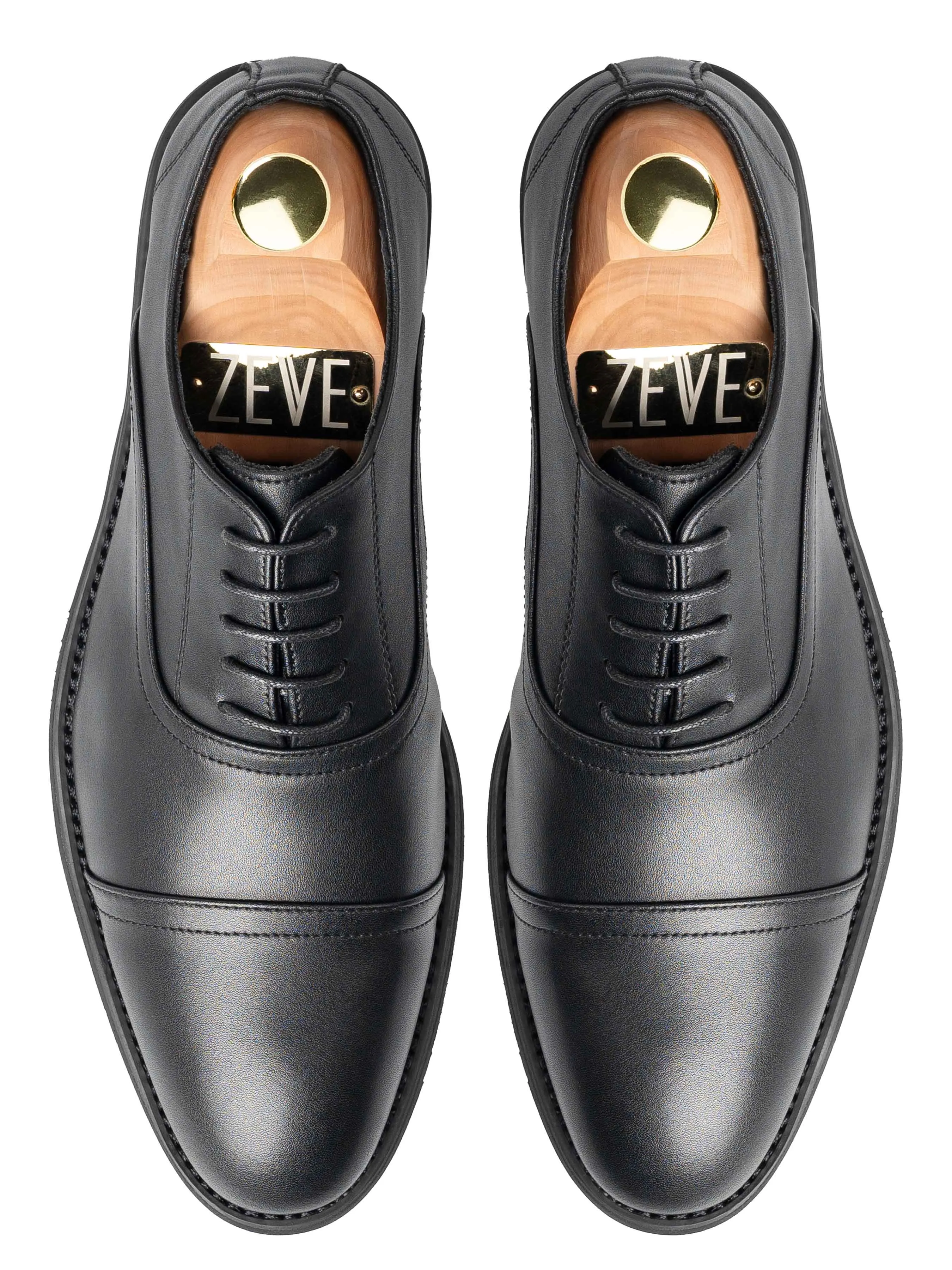 Oxford Cap Toe - Black Lace Up (Flexi-Sole)