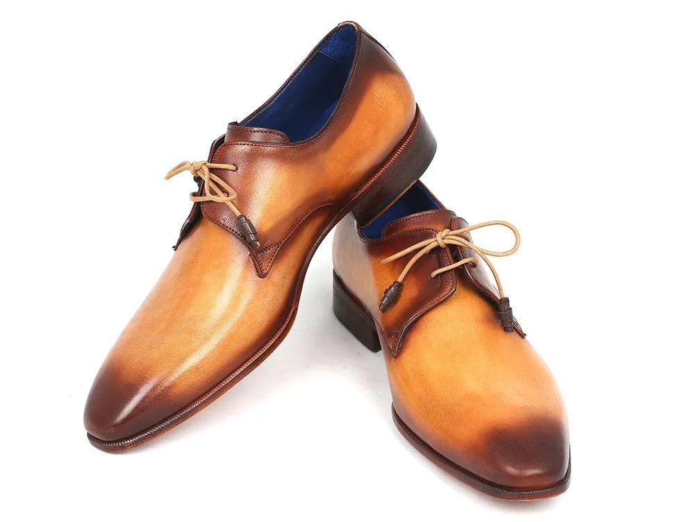 Paul Parkman Brown & Camel Hand-Painted Derby Shoes (ID#326-CMLBRW)