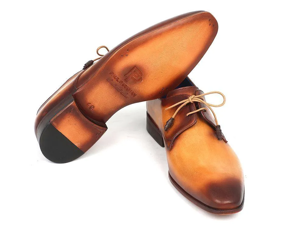 Paul Parkman Brown & Camel Hand-Painted Derby Shoes (ID#326-CMLBRW)