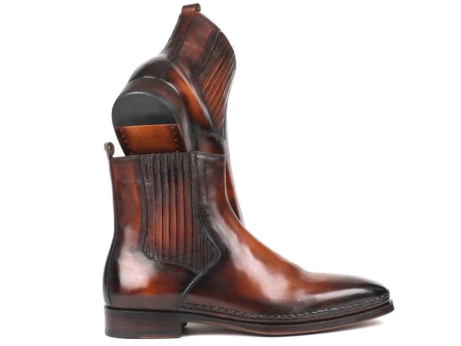 Paul Parkman Chelsea Boots Brown Burnished Leather (ID#BT57-BRW)