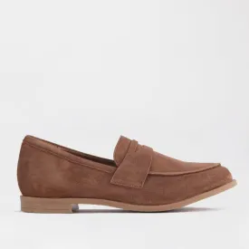 Penny Loafer with Removable Footbed in Tan Suede - 12464