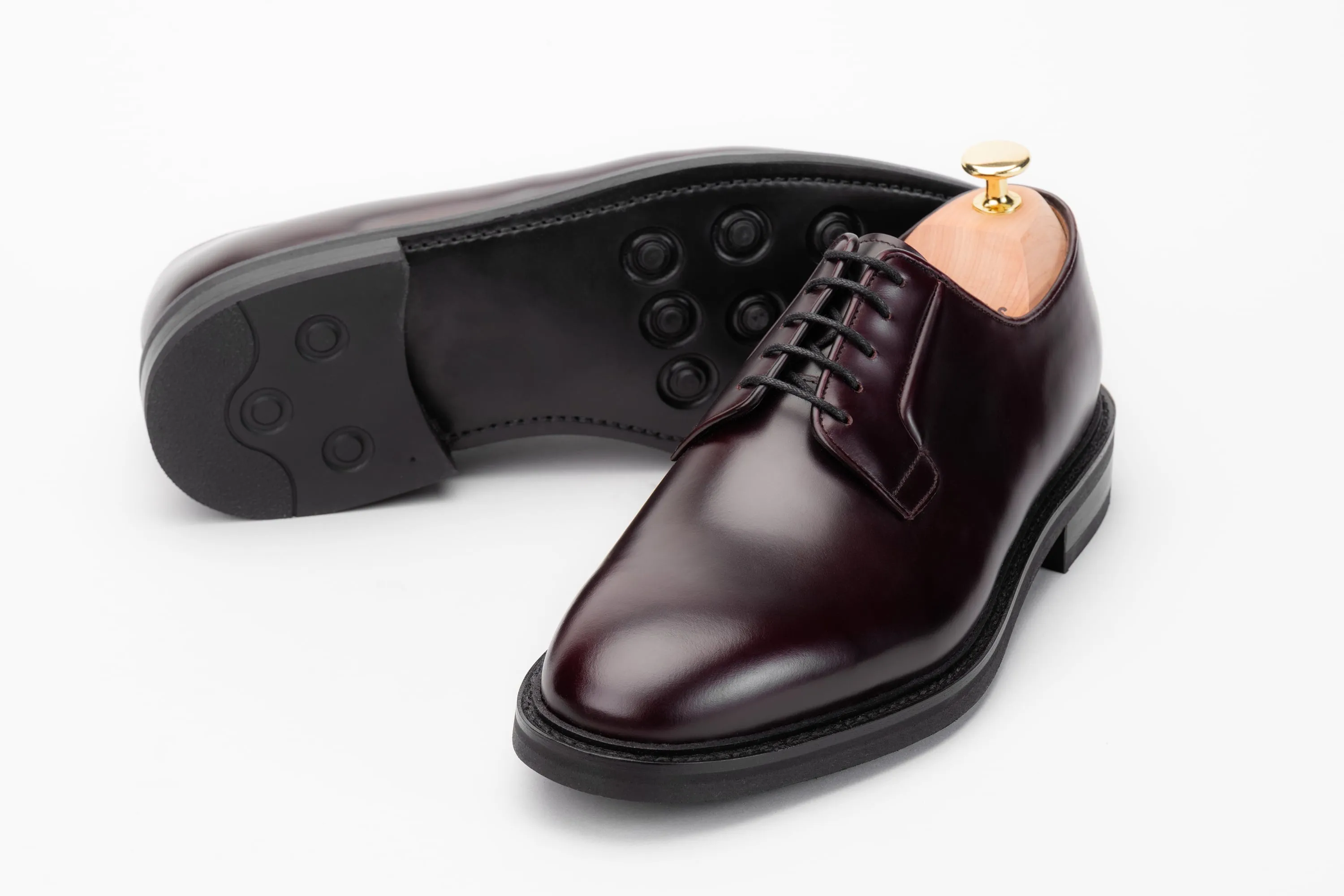 The Plain Toe Blucher - Burgundy Calf