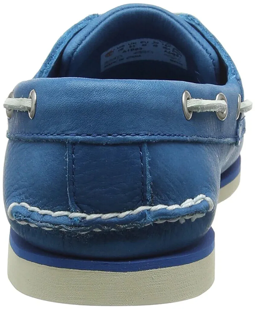 Timberland Classic TB0A1B83 Men's Medium Blue Leather 2-Eye Boat Shoes HS2963