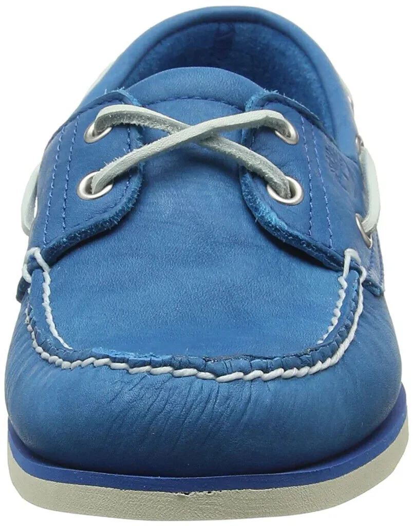 Timberland Classic TB0A1B83 Men's Medium Blue Leather 2-Eye Boat Shoes HS2963