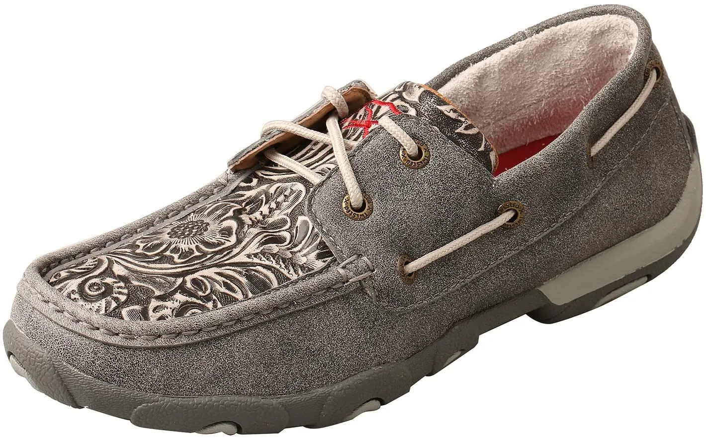 Twisted X Women's Boat Shoe Driving Moc with CellStretch, Bomber/Khaki, 6(M)