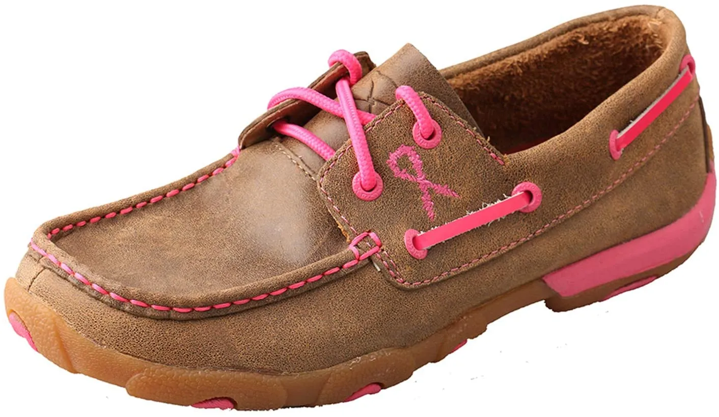 Twisted X Women's Boat Shoe Driving Moc with CellStretch, Bomber/Khaki, 6(M)