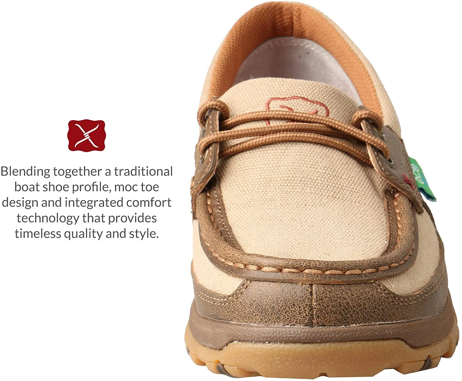 Twisted X Women's Boat Shoe Driving Moc with CellStretch, Bomber/Khaki, 6(M)