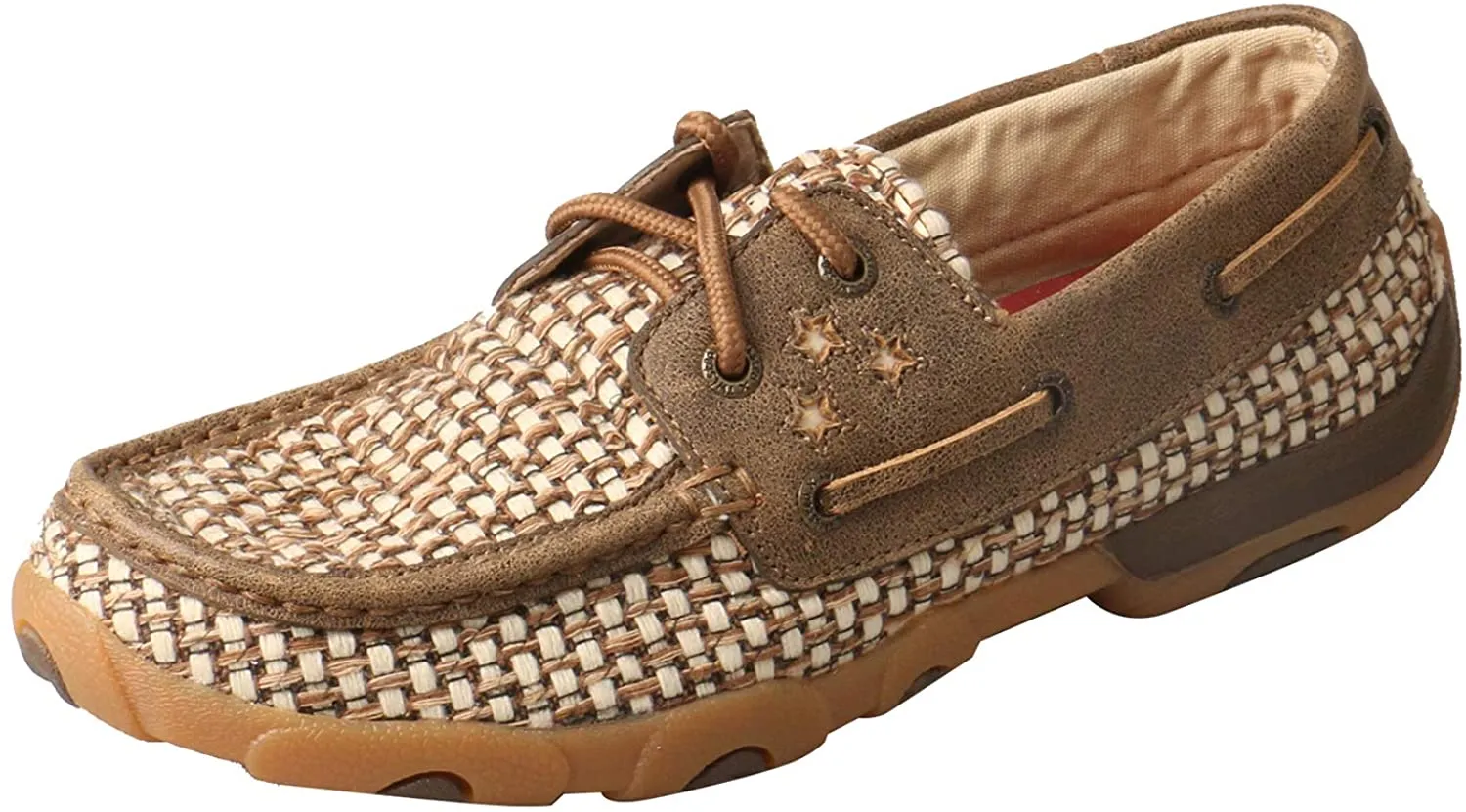 Twisted X Women's Boat Shoe Driving Moc with CellStretch, Bomber/Khaki, 6(M)